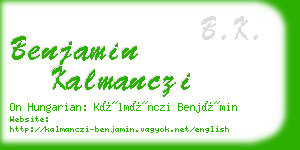 benjamin kalmanczi business card